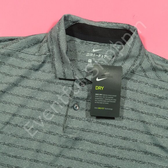 Nike Vapor Stripe Polo Shirt Mens M Gray Golf Dri Fit Short Sleeve New - Picture 1 of 6